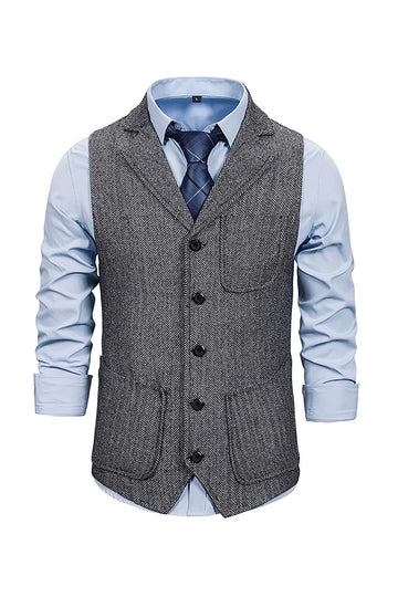 Gilet gris à cranton pour homme avec ensemble d’accessoires